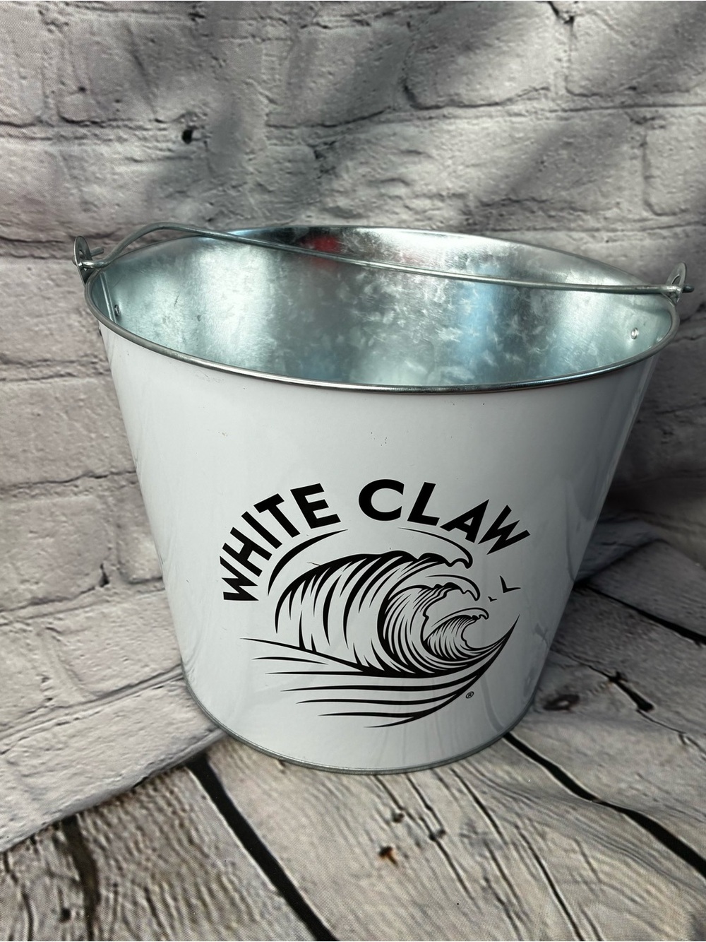White Claw Hard Seltzer Can Metal Bucket Ice Pail Cold Drinks Bar Babe Cave GUC